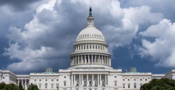 Dark Cumulus Clouds Form Capitoldome Washington Time Lapse — 图库视频影像