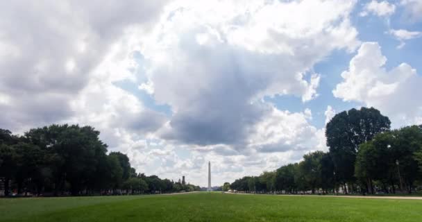 Billowing Cumulus Clouds Form Washington Monument National Mall Washington Time — Stock video