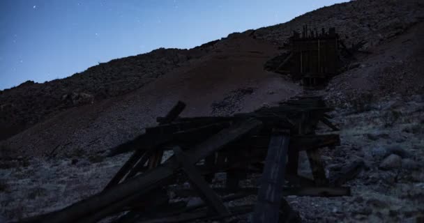 Nighttime Time Lapse Old Ore Chute Noonday Mine Site South — Wideo stockowe