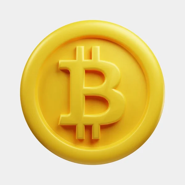 Визуализация Переднего Вида Криптовалюты Btc Bitcoin Золотая Монета Белым Фоном — стоковое фото