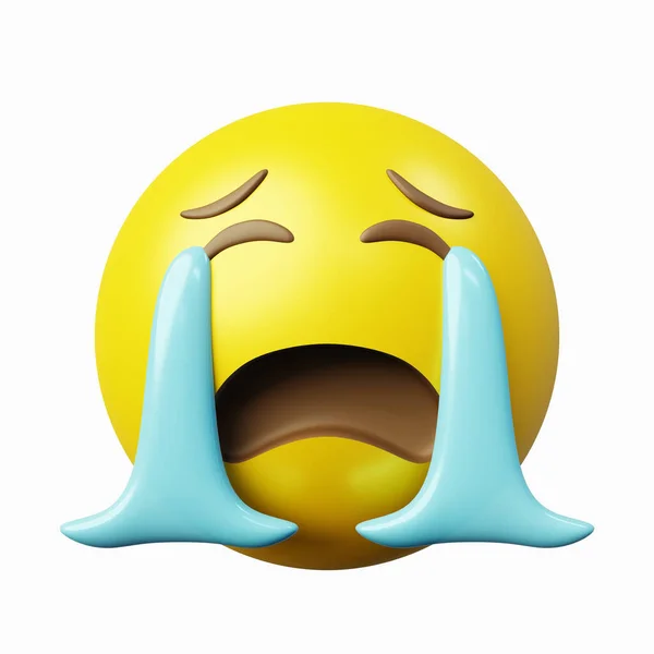 3d rendering crying flood emoji or emoticon