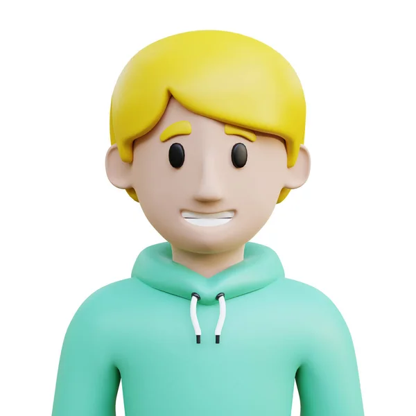 Rendering Male Character Profile Green Mint Sweater Blonde Hair Isolated — Φωτογραφία Αρχείου