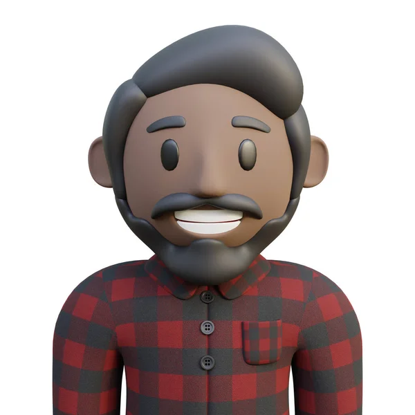 Rendering Dark Skin Male Cool Character Profile Mustache Beard Red — Stock fotografie