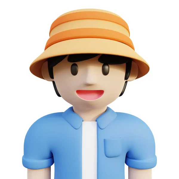 Rendering Male Character Profile Avatar Happy Young Man Bucket Hat — Φωτογραφία Αρχείου