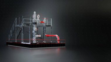 digital hologram of hi tech artifical lift oil machine with shiny glass and valves. metaphor for data is the new oil, data mining digital industry AI 3d rendered illustration. clipart