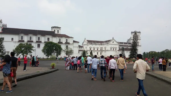 30-09-2017, The building of Archaeological Survey of India situated in Goa, India. The tourist in front of building.
