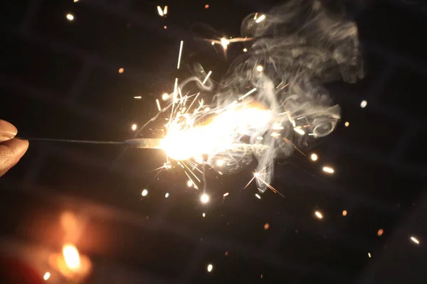 Fireworks fire at night in the diwali festival.