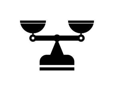 Beyaz arkaplanda izole edilmiş denge ölçekli simge. vektör illüstrasyonu