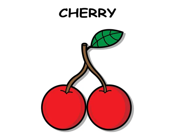 Cherry Vector Icon Illustration Design Template White Background — Stockový vektor