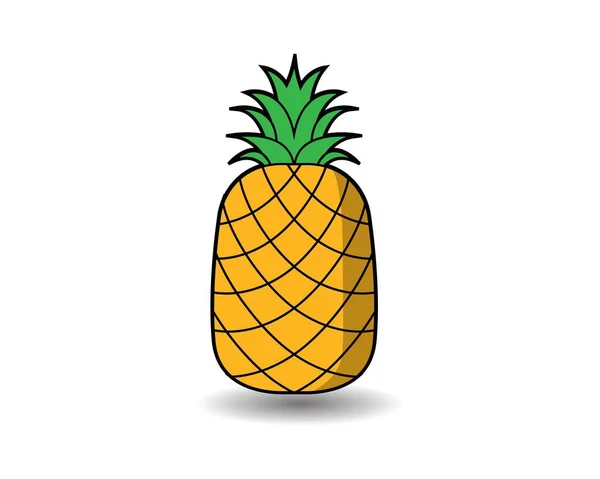 Pineapple Vector Icon Illustration Design Template White Background — Stok Vektör