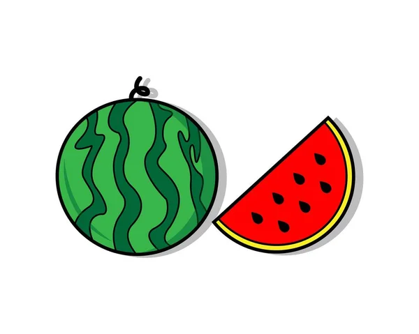 Watermelon Vector Icon Illustration Design Template White Background — Stok Vektör