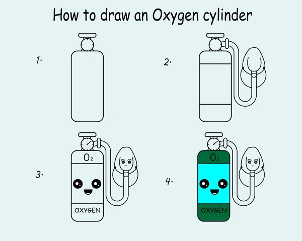 Étape Étape Dessiner Cylindre Oxygène Bon Pour Dessiner Illustration Enfant — Image vectorielle
