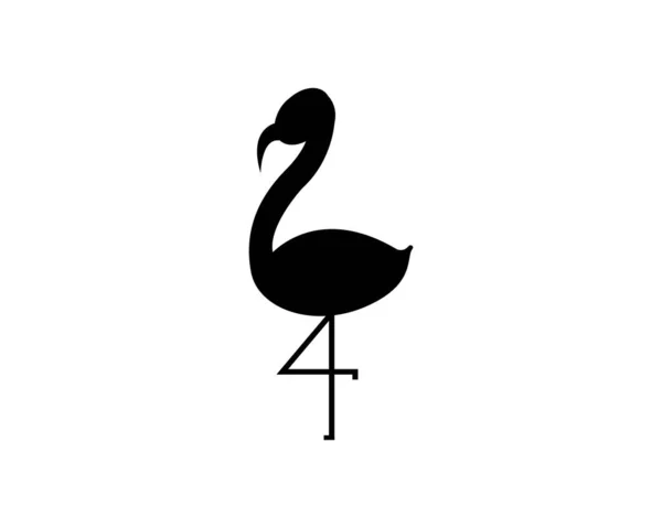 Flamingo Sylwetka Ikona Ilustracja Szablon Dla Wielu Celów Izolacja Białym — Wektor stockowy