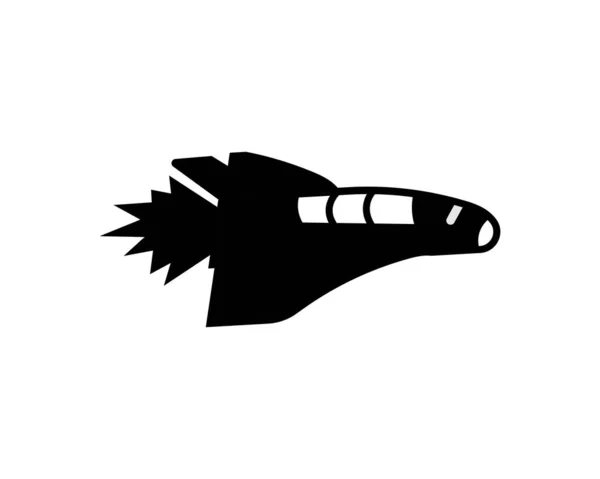 Space Shuttle Silhouette Icon Illustration Template Many Purpose Isolated White — 스톡 벡터