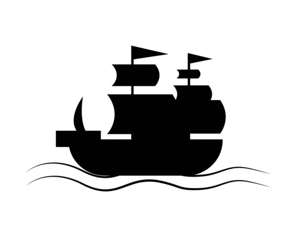 Sailboat Silhouette Icon Illustration Template Many Purpose Isolated White Background — Vetor de Stock