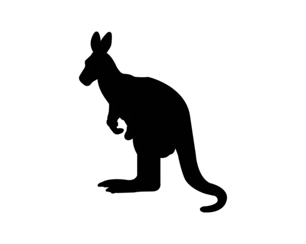 Kangaroo Σιλουέτα Εικονίδιο Πρότυπο Απεικόνισης Για Πολλούς Σκοπούς Απομονωμένα Λευκό — Διανυσματικό Αρχείο