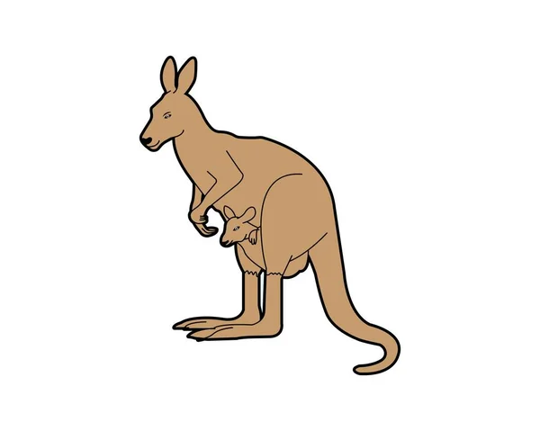 Cartoon Kangaroo Icon Illustration Template Many Purpose Drawing Lesson Children — Stock Vector