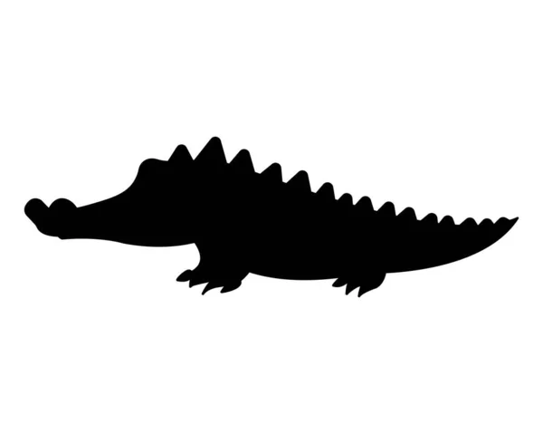 Modèle Illustration Icône Silhouette Crocodile Pour Nombreux Usages Isolé Sur — Image vectorielle