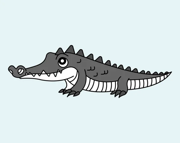 Cartoon Crocodile Pictogram Illustratie Sjabloon Voor Vele Doeleinden Tekenles Voor — Stockvector