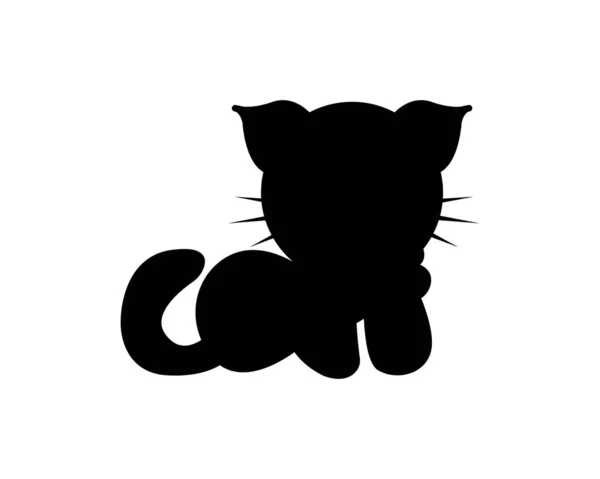 Kot Sylwetka Ikona Ilustracja Szablon Dla Wielu Celów Izolacja Białym — Wektor stockowy