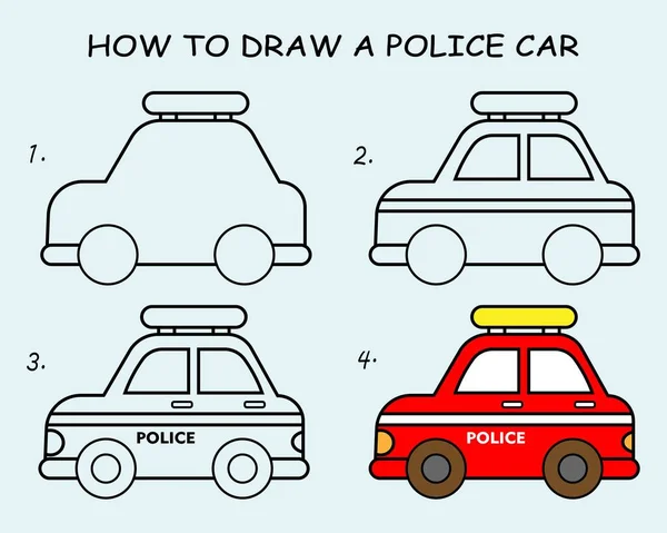 一步一步画一辆警车 画一个警车的辅导书 给孩子们上一课矢量说明 矢量图形