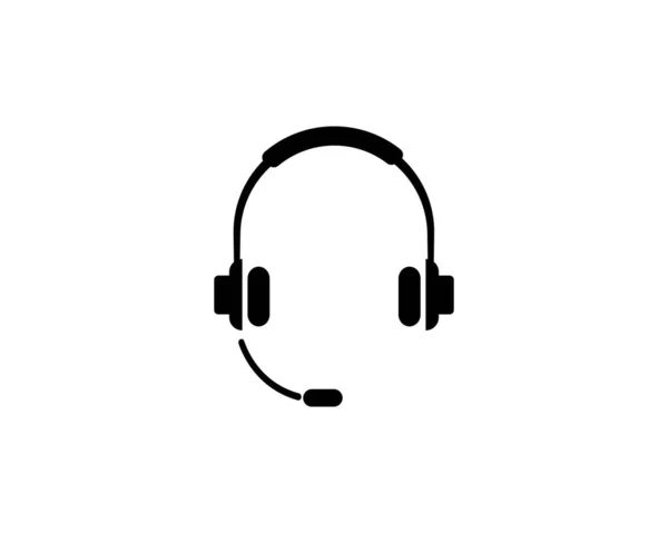 Headset Symbol Support Kopfhörer Flat Vector Icon Illustration Einfaches Schwarzes — Stockvektor