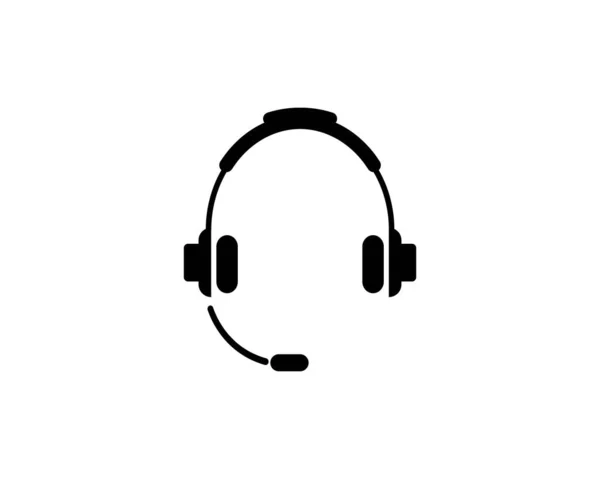 Headset Icon Support Headphone Flat Vector Icon Illustration Simple Black — Stock Vector