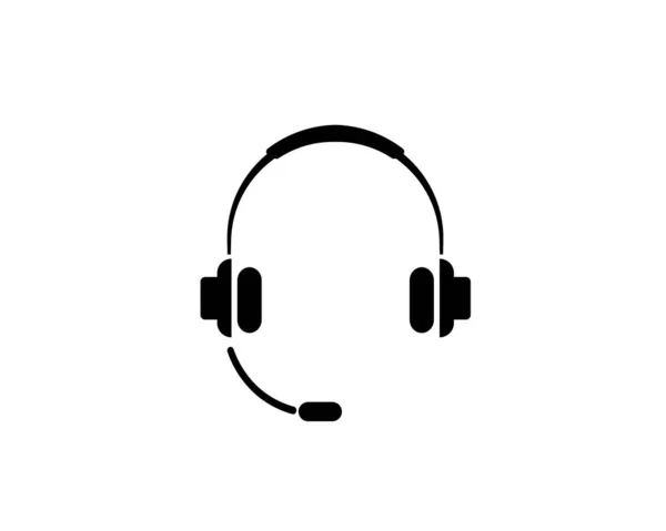 Headset Symbol Support Kopfhörer Flat Vector Icon Illustration Einfaches Schwarzes — Stockvektor