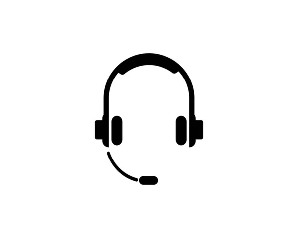 Headset Symbol Support Kopfhörer Flat Vector Icon Illustration Einfaches Schwarzes — Stockvektor