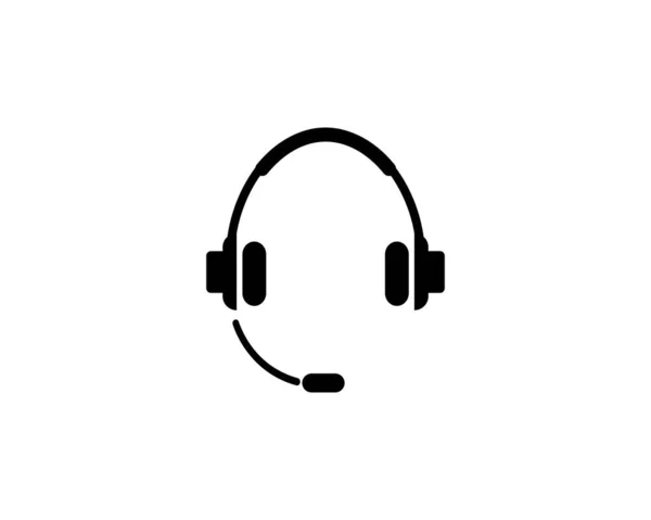 Headset Symbol Support Kopfhörer Flat Vector Icon Illustration Einfaches Schwarzes — Stockvektor