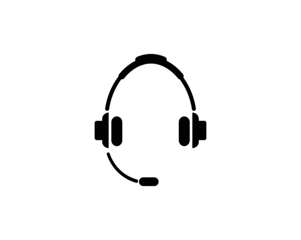Headset Pictogram Ondersteuning Hoofdtelefoon Platte Vectoricoon Illustratie Eenvoudig Zwart Symbool — Stockvector