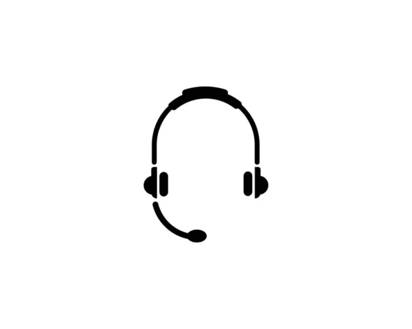 Headset Pictogram Ondersteuning Hoofdtelefoon Platte Vectoricoon Illustratie Eenvoudig Zwart Symbool — Stockvector