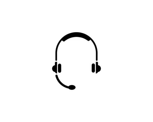 Headset Pictogram Ondersteuning Hoofdtelefoon Platte Vectoricoon Illustratie Eenvoudig Zwart Symbool — Stockvector