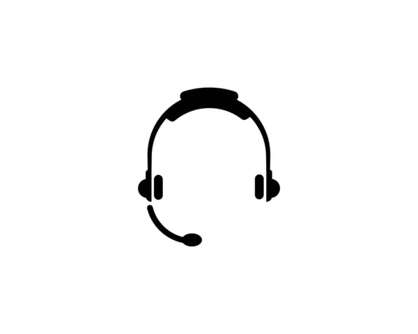 Headset Pictogram Ondersteuning Hoofdtelefoon Platte Vectoricoon Illustratie Eenvoudig Zwart Symbool — Stockvector