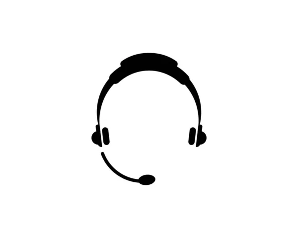 Headset Pictogram Ondersteuning Hoofdtelefoon Platte Vectoricoon Illustratie Eenvoudig Zwart Symbool — Stockvector