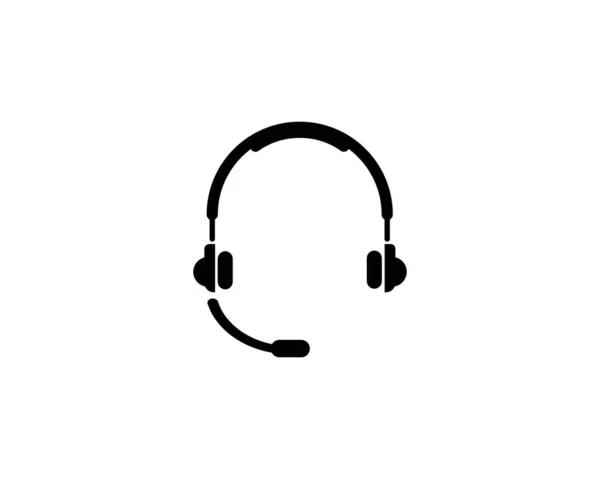 Headset Pictogram Ondersteuning Hoofdtelefoon Platte Vectoricoon Illustratie Eenvoudig Zwart Symbool — Stockvector