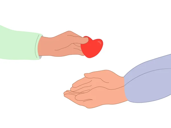 Співчуття Серцеподібна Рука Ділиться Співчуттям Надією Нужденними Концепція Обміну Любов — стоковий вектор