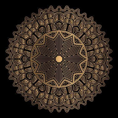 Luxury ornamental mandala design in golden color arabesque pattern background