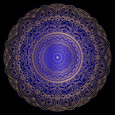 Altın renkli arabesk desenli lüks mandala tasarımı