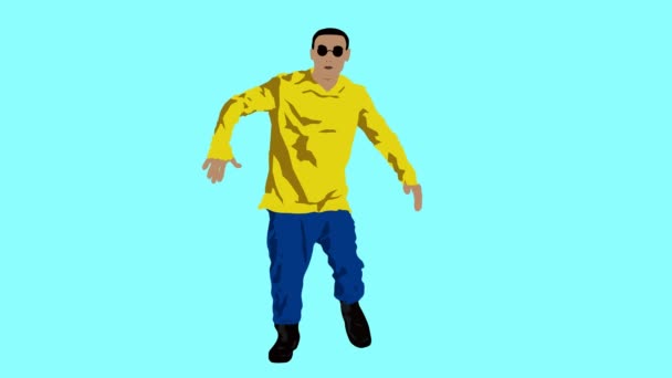 Dancing Male Stepping Side Side Hand Clapping Animation Seamless Looping — Stock video