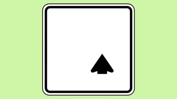 Анимированный Дорожный Знак Turn Чёрной Стрелкой Движущейся Влево Ограниченным Символом — стоковое видео