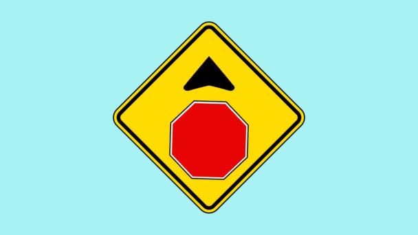 Dies Ist Ein Animiertes Gelbes Schild Mit Der Aufschrift Stopp — Stockvideo