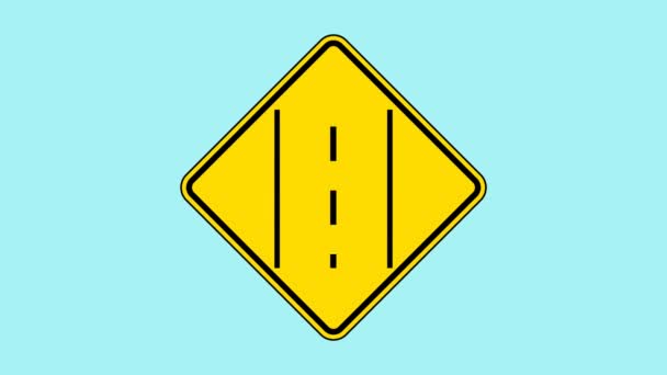Animated Yellow Sign Saying Narrow Bridge Ahead Add Life Appeal — ストック動画