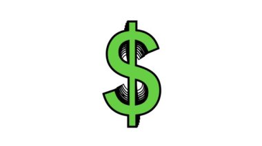 Bu para dolar işaretinin eko hareket efektli animasyon kinetik tipografisi. Bugünkü görsel yaratıcılığınıza hayat ve cazibe ekleyin! Sanat Büyüsü Canlandırmaları: 