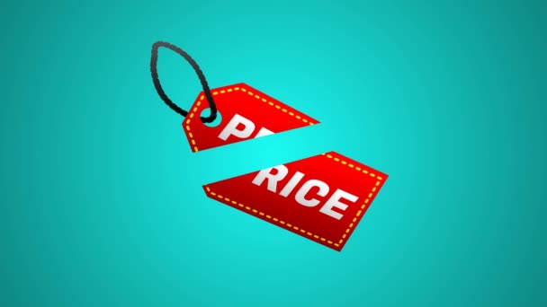 Animated Price Tag Being Cut Two Pieces Add Life Appeal — Video