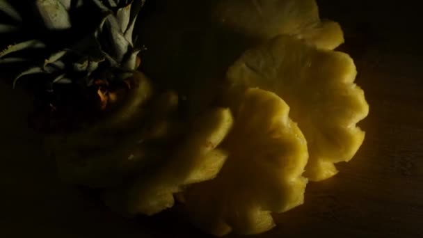 Stop Motion Animation Footage Peeled Pineapple Fruit Slices Spiraling Out — Stock videók