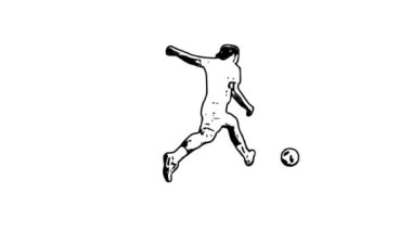 Bu, bir futbolcunun beyaz arka planda top tekmeleme efektli animasyon çizgisi. Bugün görsel yaratıcılığınıza hayat ve cazibe ekleyin! Sanat Canlandırmaları: Sanatın Hareket Ettiği Yer