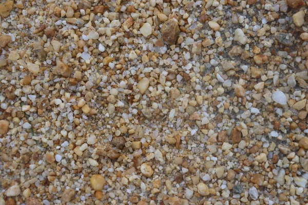 Uma Coleção Pequenas Rochas Marrons Margem Rio Contexto Natural — Fotografia de Stock