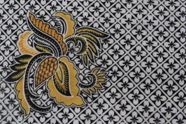 Batik Painting Java Indonesia Fabric Seamless Pattern Black Lines White — ストック写真