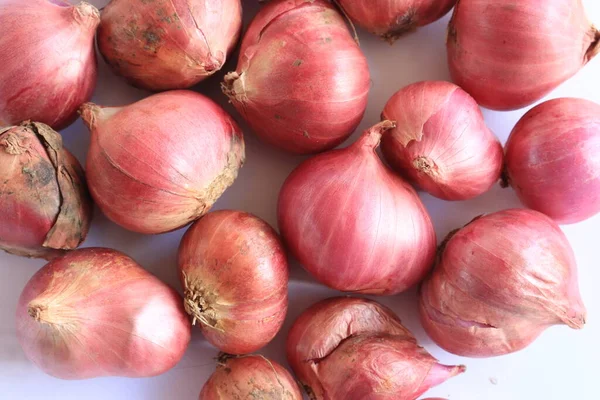 Some Red Onions Isolated White Background — Stock Fotó